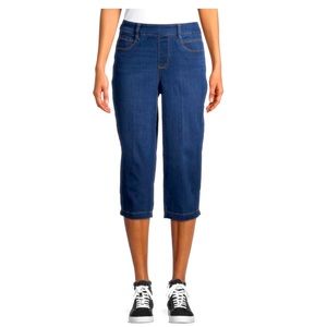 ⤵️🆕 Time and Tru Women's Woven Pull-On Capri Pants